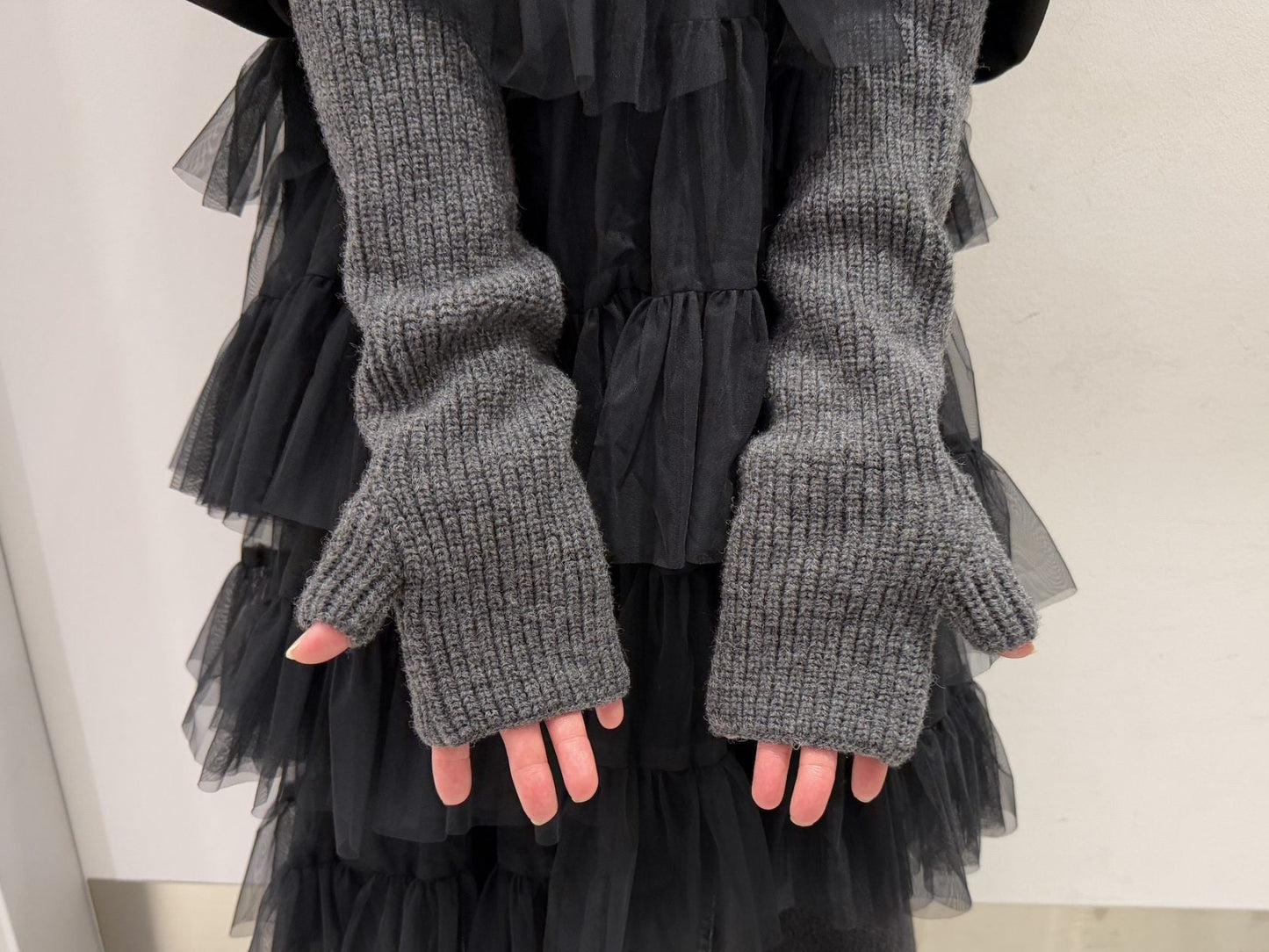 RIBED FINGERLESS KNIT GLOVES【25AW】