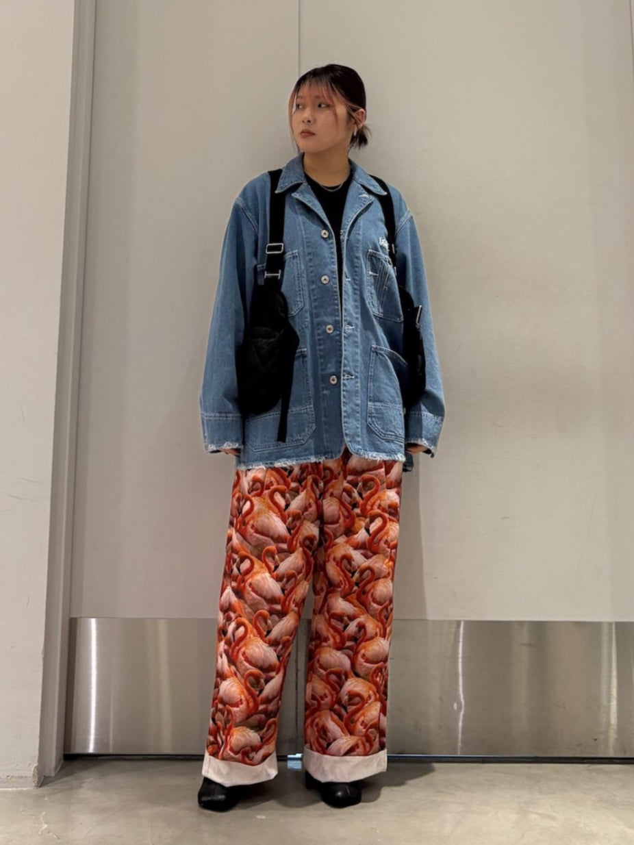 フラミンゴ柄タックワイドパンツ【25SS】