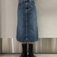 WASHED DENIM GATHERED SKIRT