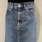 WASHED DENIM GATHERED SKIRT