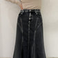 WASHED DENIM MERMAID LINE SKIRT【25AW】