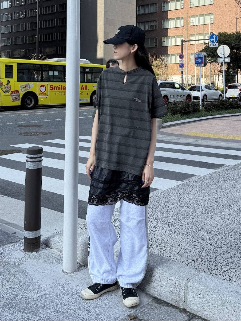 STRIPED T-SHIRT LAYERED DRESS