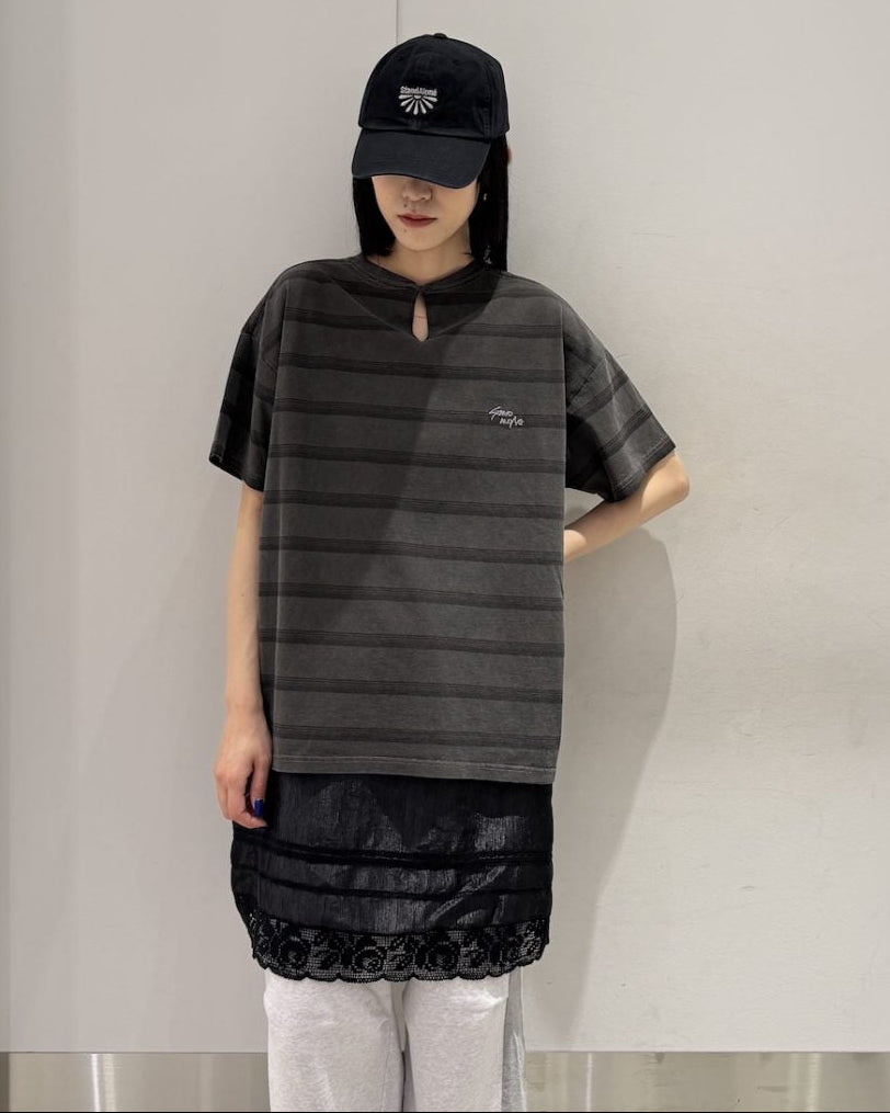 STRIPED T-SHIRT LAYERED DRESS