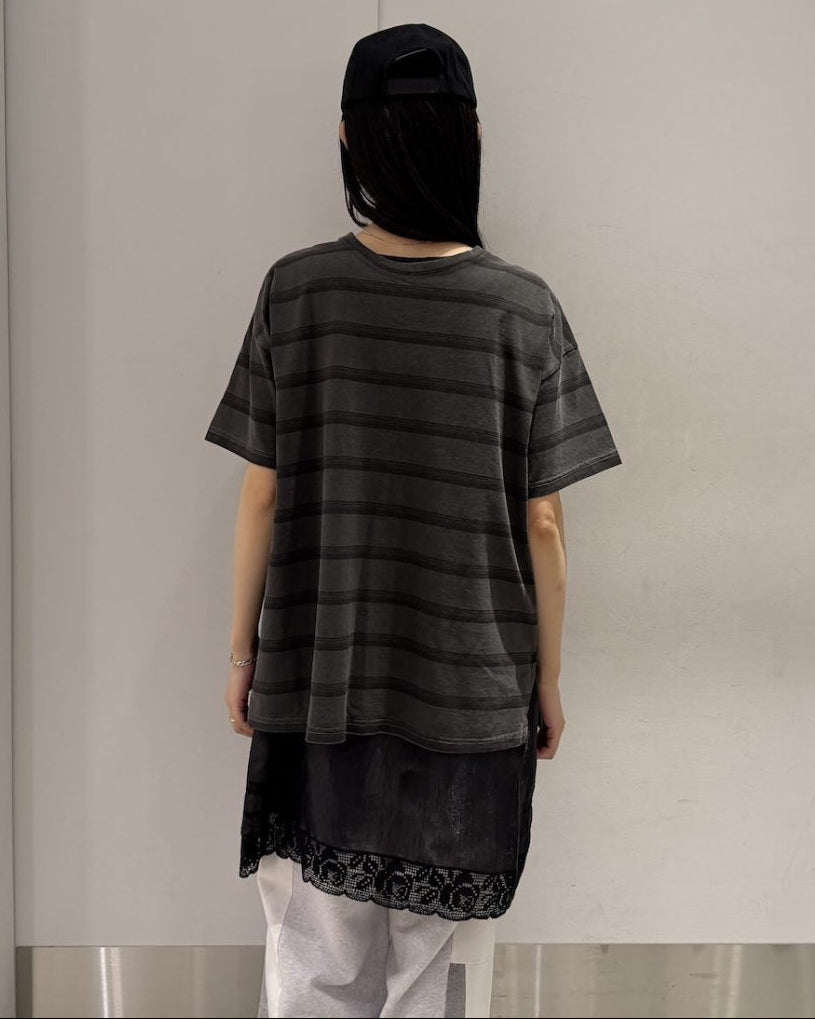STRIPED T-SHIRT LAYERED DRESS