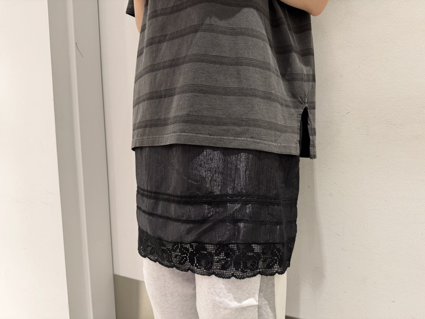 STRIPED T-SHIRT LAYERED DRESS