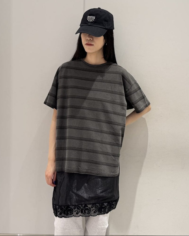 STRIPED T-SHIRT LAYERED DRESS