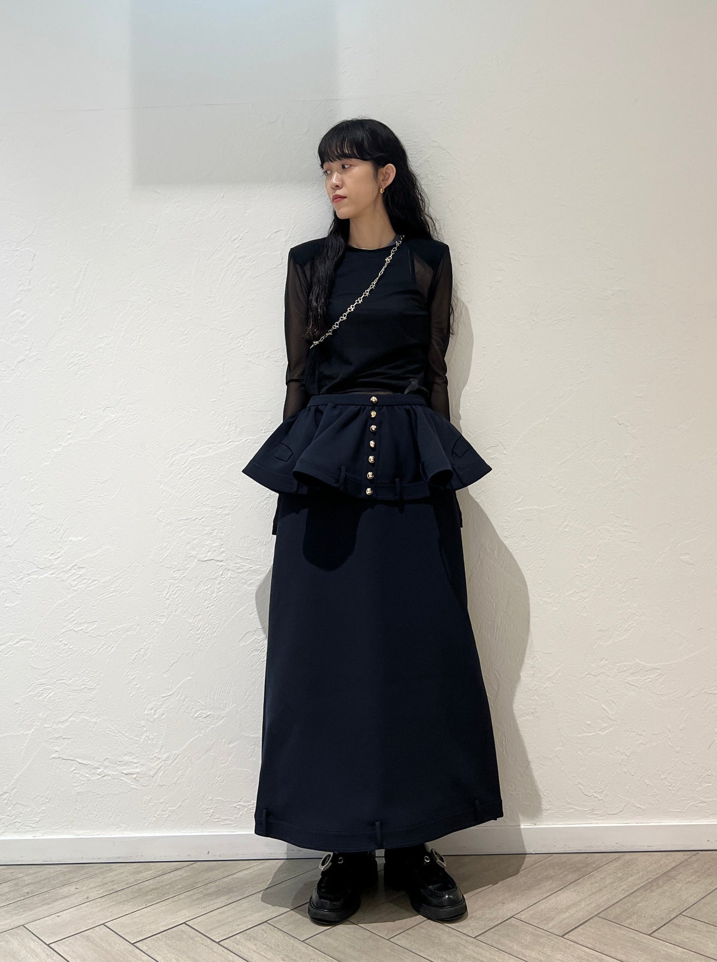 PEPLUM DETAILED MIDI SKIRT【24SS】