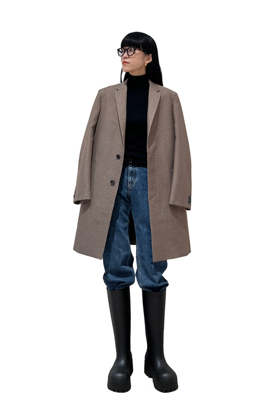 千鳥格子柄シングルコート(MEN)
