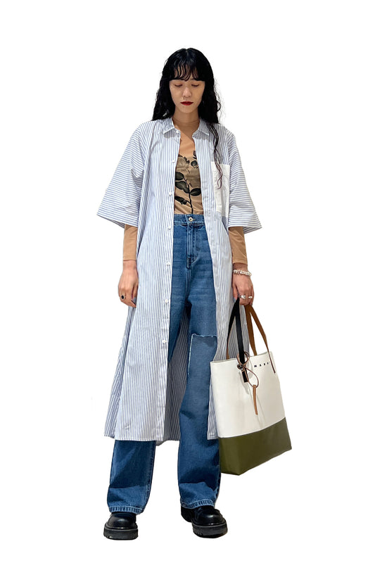 ストライプシャツドレス