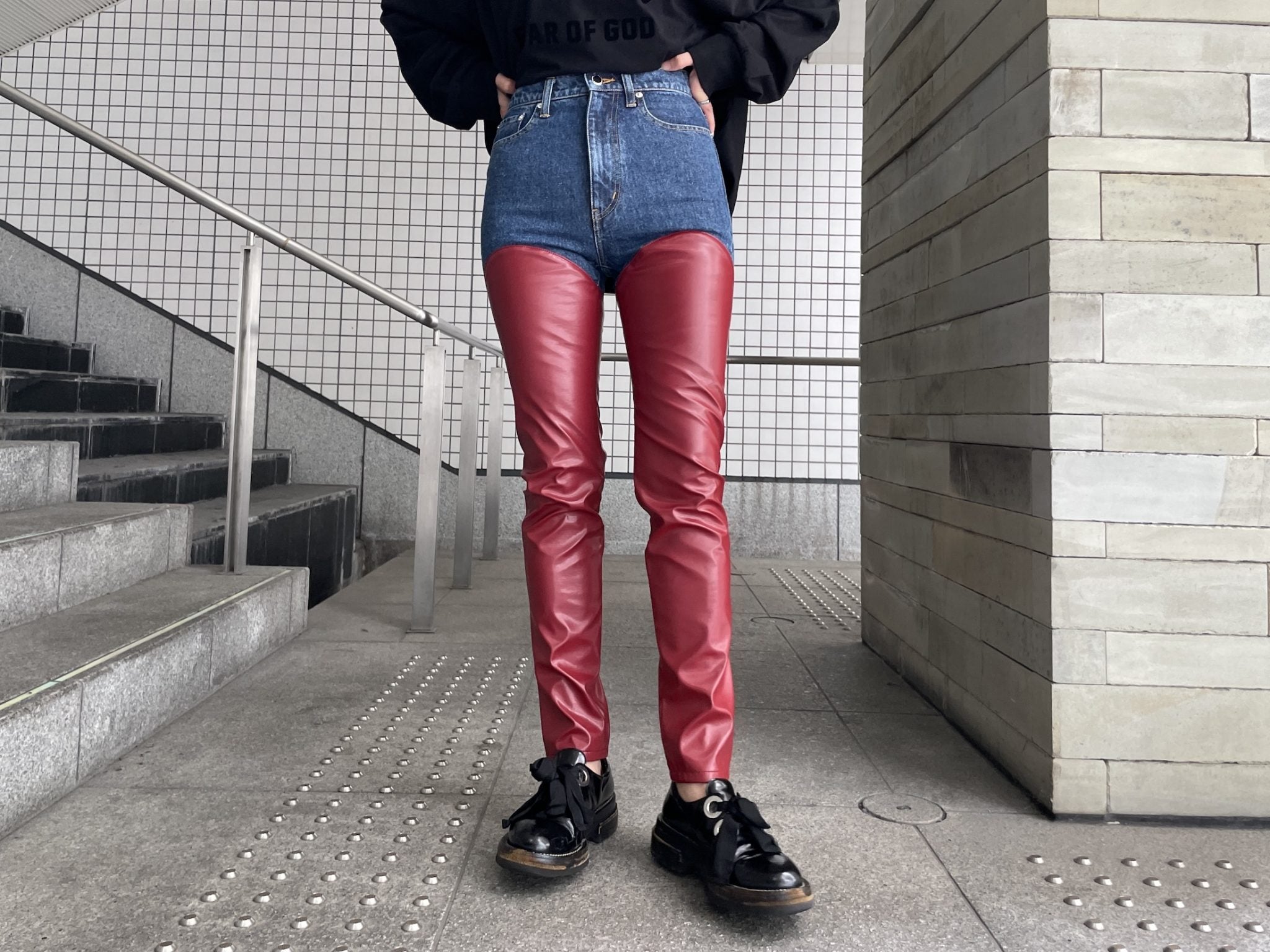 VEGAN LEATHER BI-COLOR PANTS｜JOHN LAWRENCE SULLIVAN｜MOGGIECO-OP