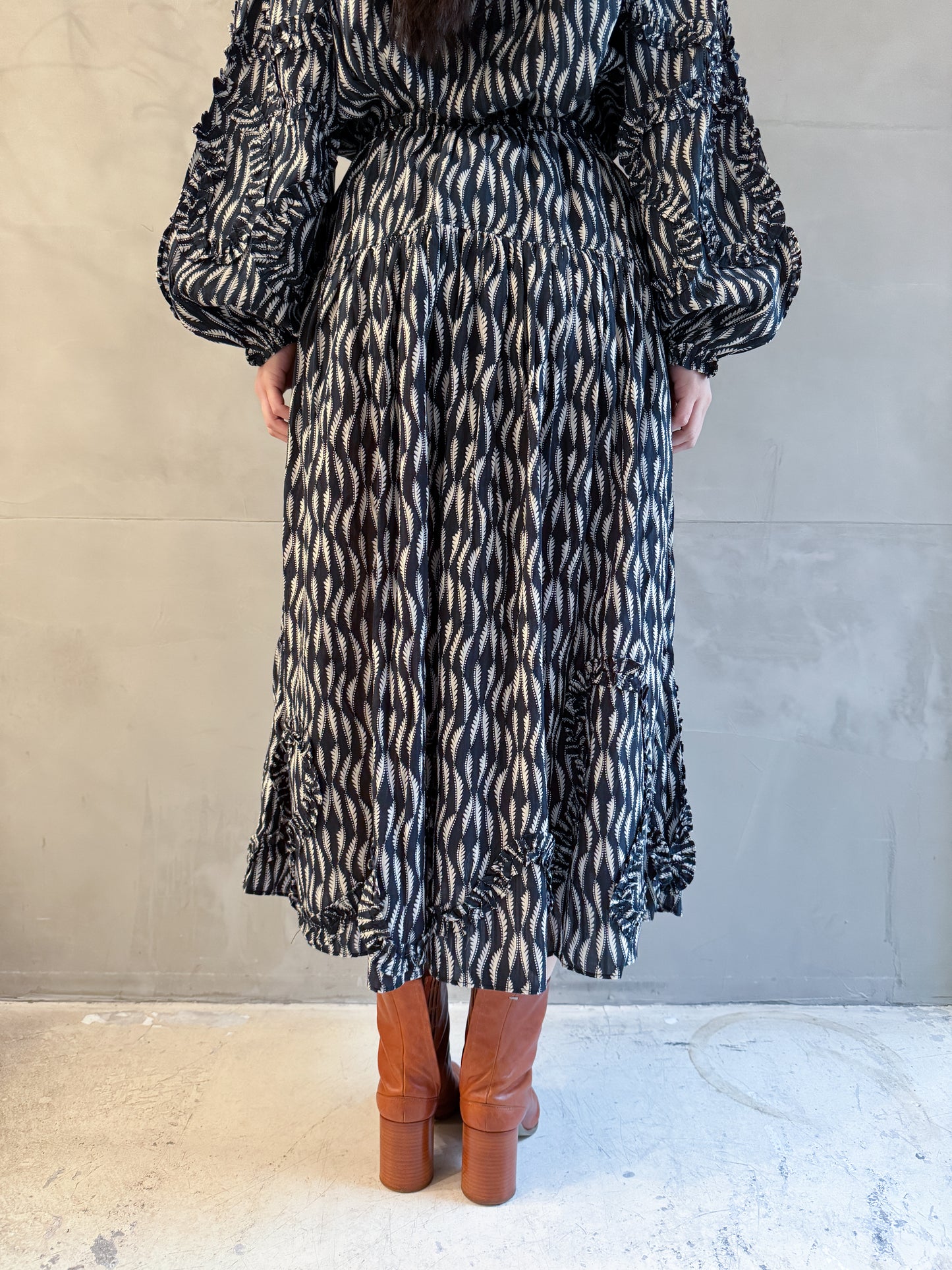 Alexandra Ruffled CottonMidi Skirt