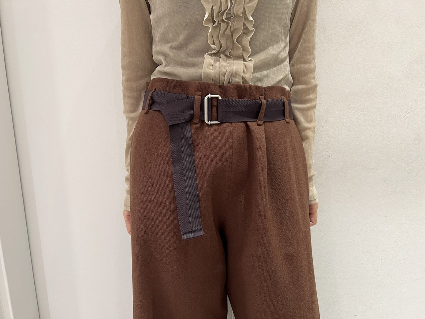 ベルト付ウールワイドパンツ【25AW】
