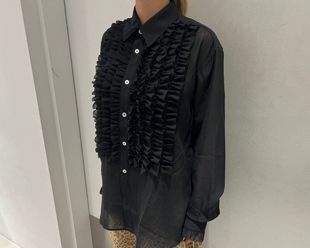 Front Ruffle Chiffon Shirt（MEN）