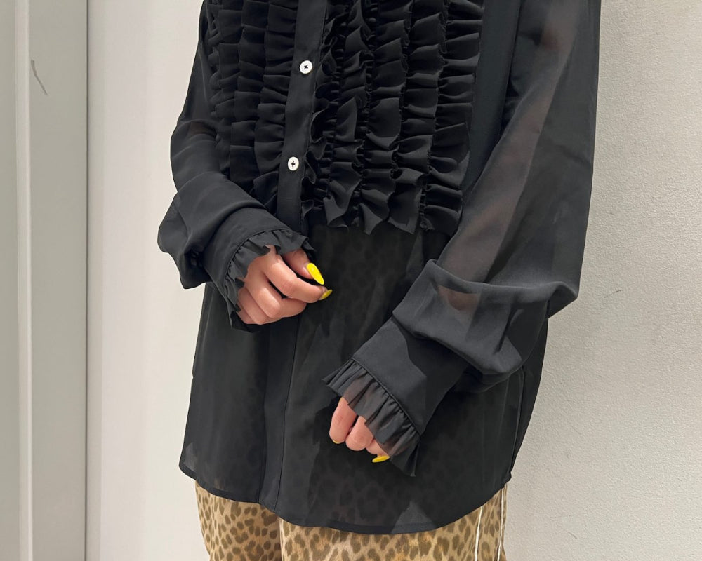 Front Ruffle Chiffon Shirt（MEN）