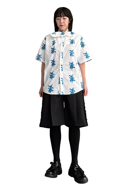 Ribbon Collar S/S Shirt(MEN)