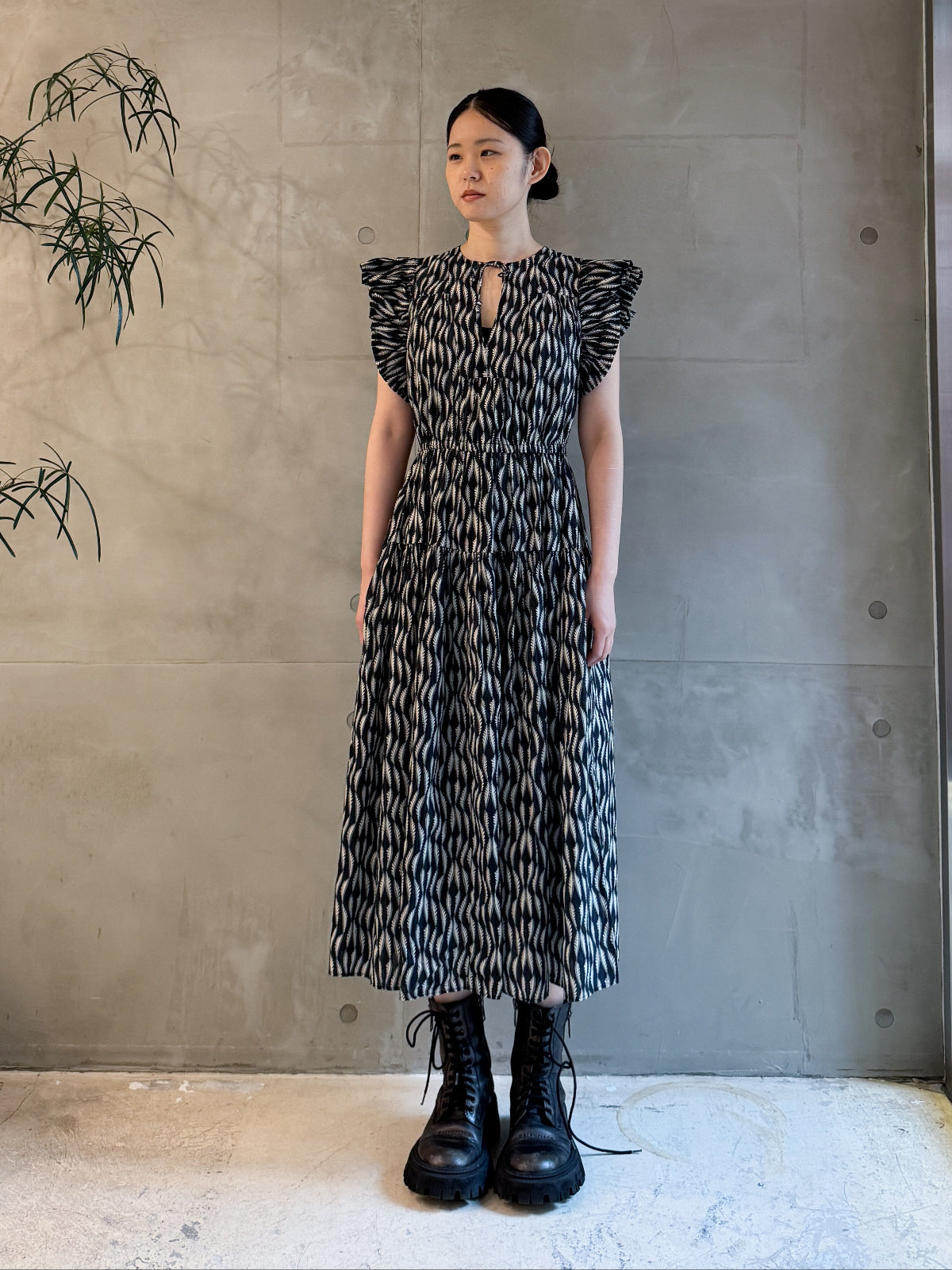 Kairi Flutter Sleeve Midi Dress