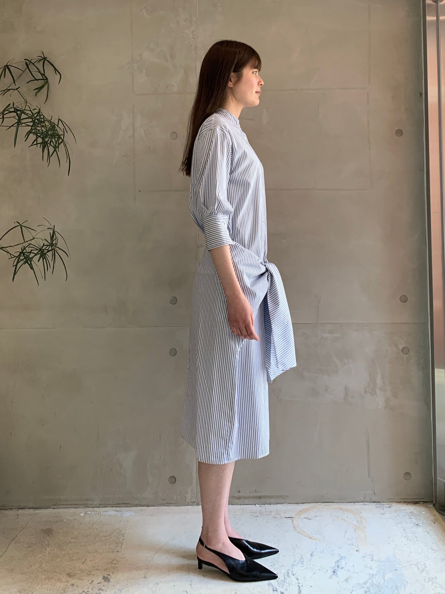 STRIPED WAIST TIE DRESS【25SS】