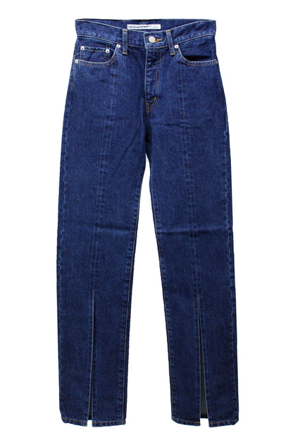 WASHED DENIM SLITTED PANTS