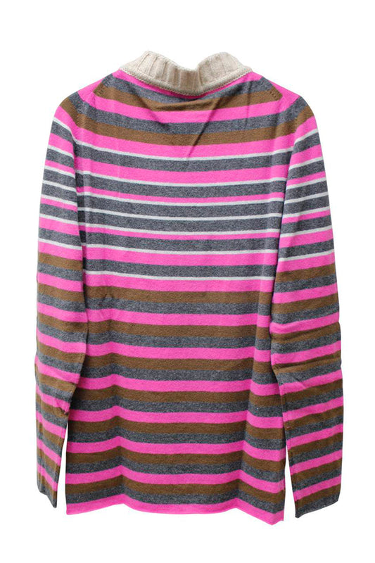 ヘンリーネックカシミアボーダーニット